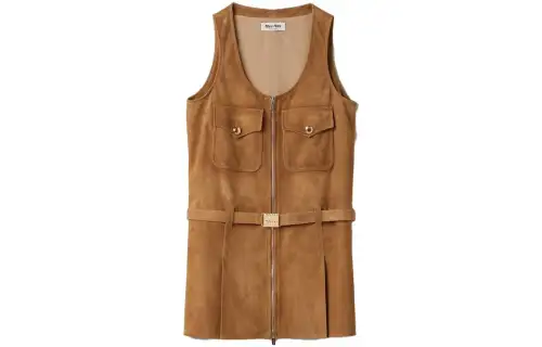 MIU MIU Sleeveless Dress Women's Brown