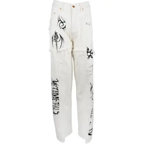 Vetements Jeans Women's White Moderate Straight Fit Pants