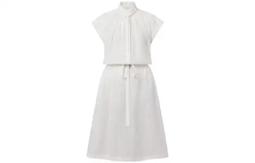 Lv Monogram Fil Coupé Lavaliere Collar Dress