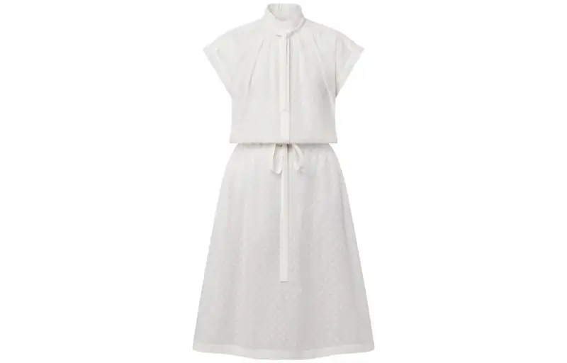 Lv Monogram Fil Coupé Lavaliere Collar Dress