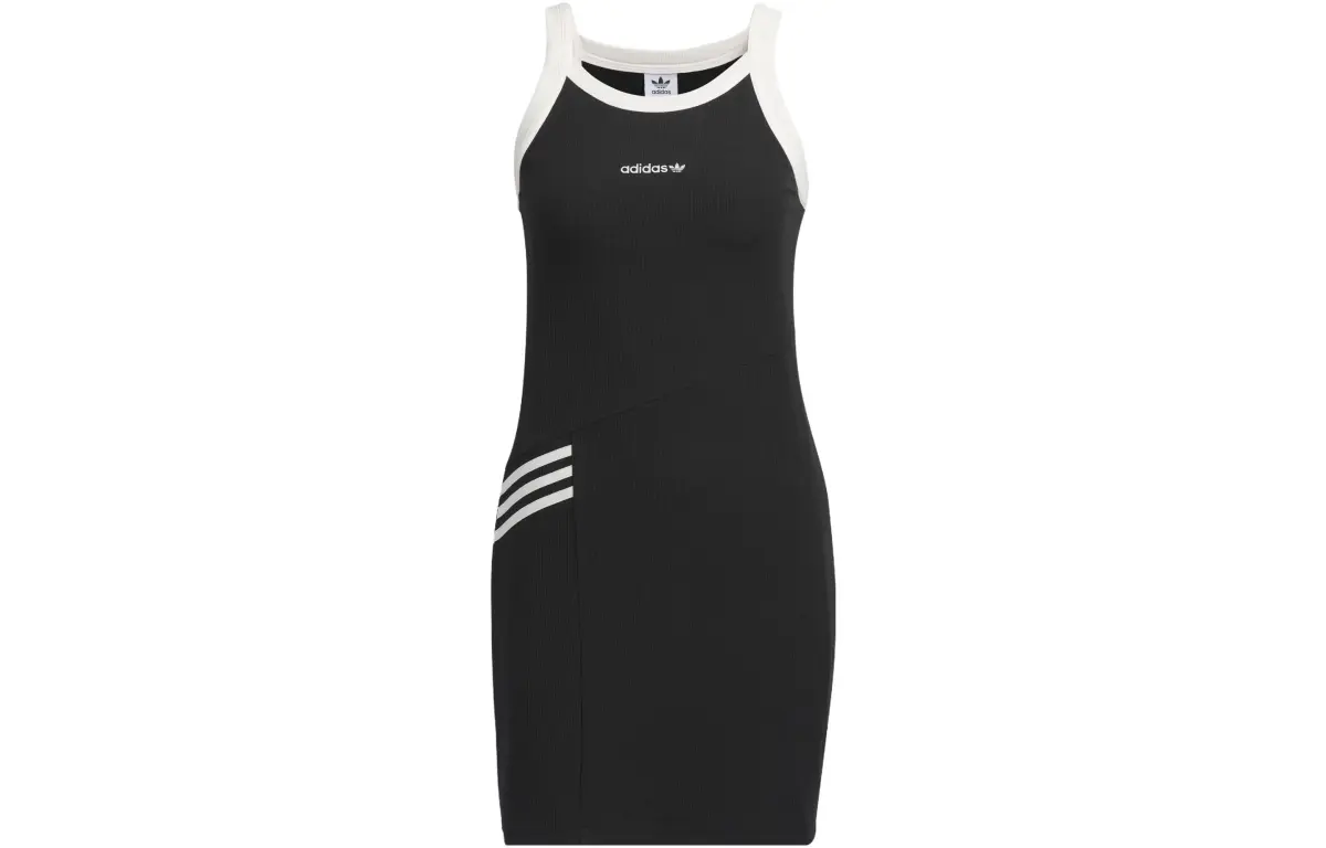 Adidas Originals Classic Three Stripes Collection Hot Girl Collection Sleeveless Dress Women's Black