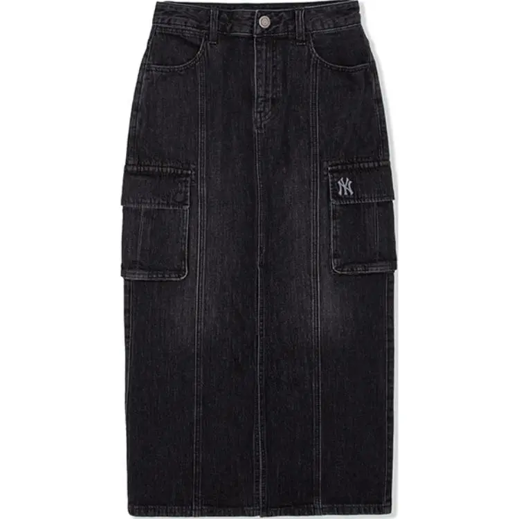 MLB New York Yankees Denim Long Skirt Women's Black