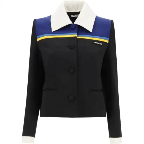 MIU MIU Jackets Women's Black Lapel Moderate Other