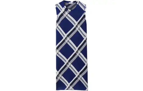 Burberry Check-Printed Ribbed Sleeveless Dress