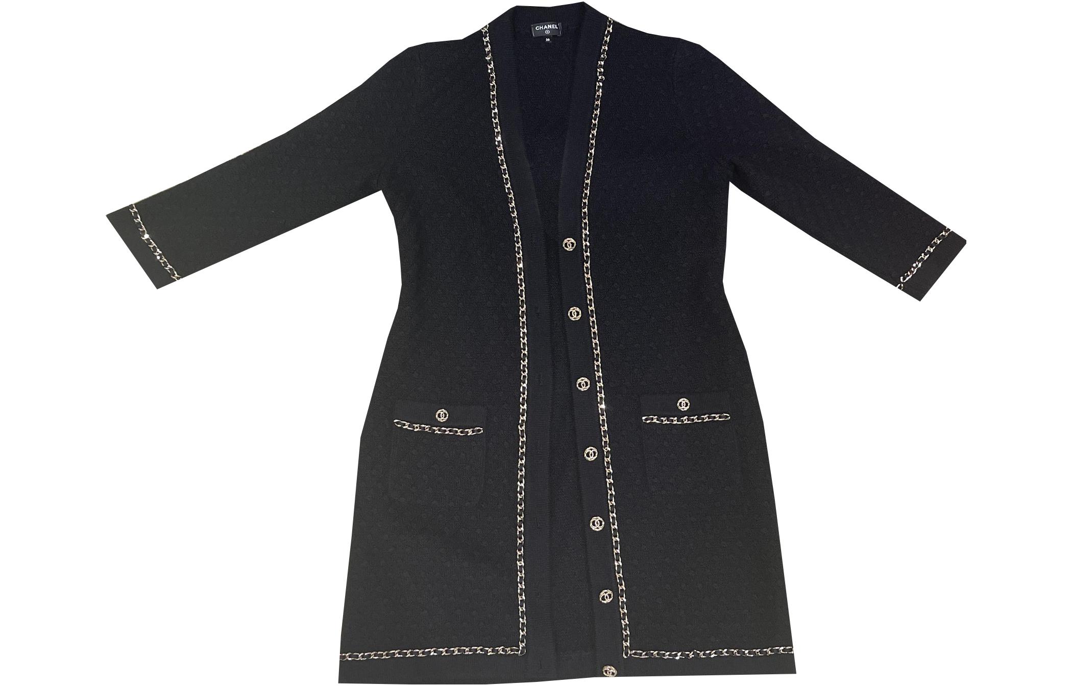 CHANEL 23B 23 Fall Winter New Arrivals Long Sleeved Dress Women's Black