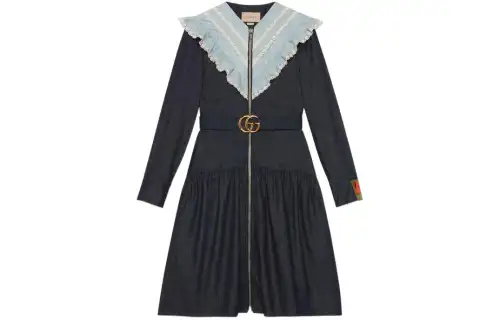 【Previous Season】ruffle-collar denim midi dress
