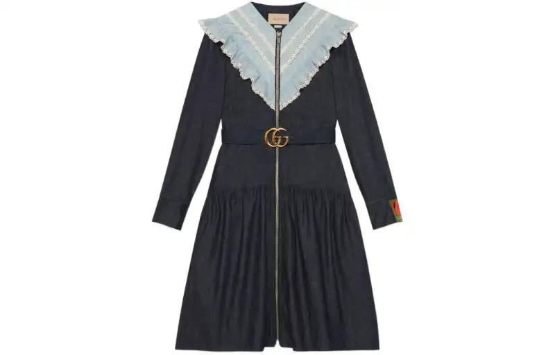 【Previous Season】ruffle-collar denim midi dress