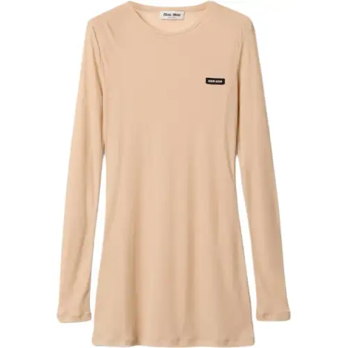 MIU MIU Logo Patch Long Sleeved Dress