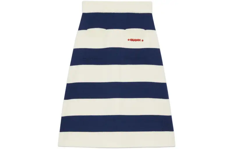 GUCCI Wool Striped Skirt Cream
