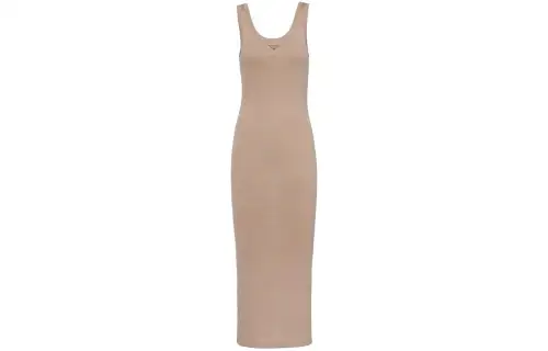 PRADA Logo-Triangle Sleeveless Knitted Dress