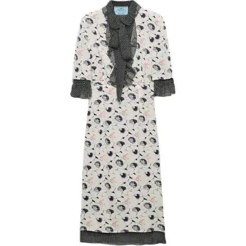 PRADA Short Sleeved Dress Women's Multicolor