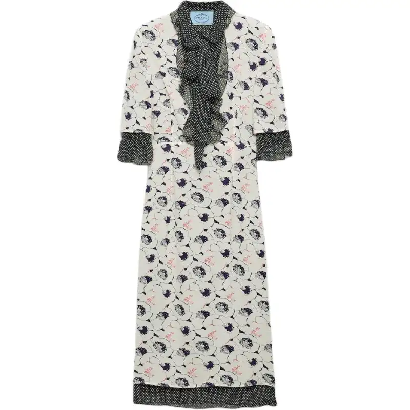 PRADA Short Sleeved Dress Women's Multicolor