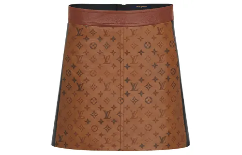 LOUIS VUITTON Leather Short Skirts Women's Brown
