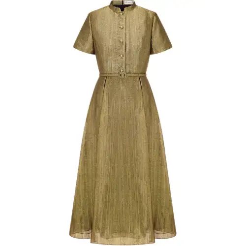 DIOR SS25 Short Sleeved Dress Women's Gold