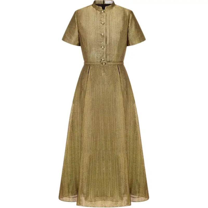 DIOR SS25 Short Sleeved Dress Women's Gold