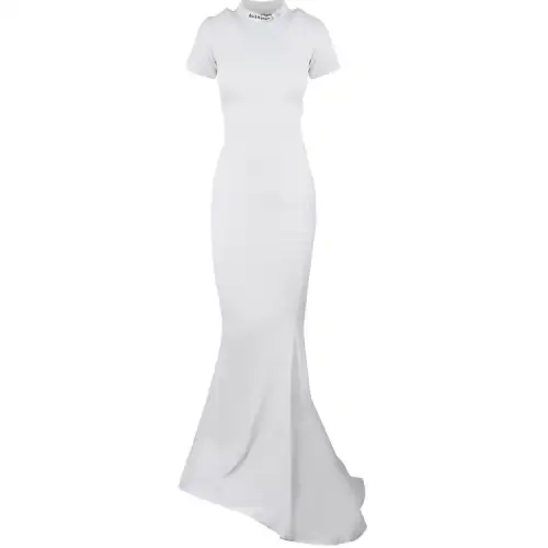 Balenciaga Short Sleeved Dress Regular Fit Women's White