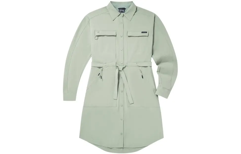 Columbia Long-Sleeved Dresses Women's Green Shirt Collar Moderate Mid-Length