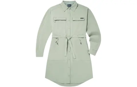 Columbia Long-Sleeved Dresses Women's Green Shirt Collar Moderate Mid-Length