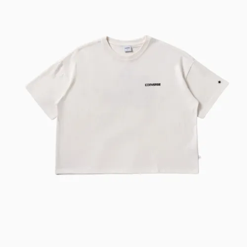 Converse T Shirts Unisex Ecru Crew Neck Moderate