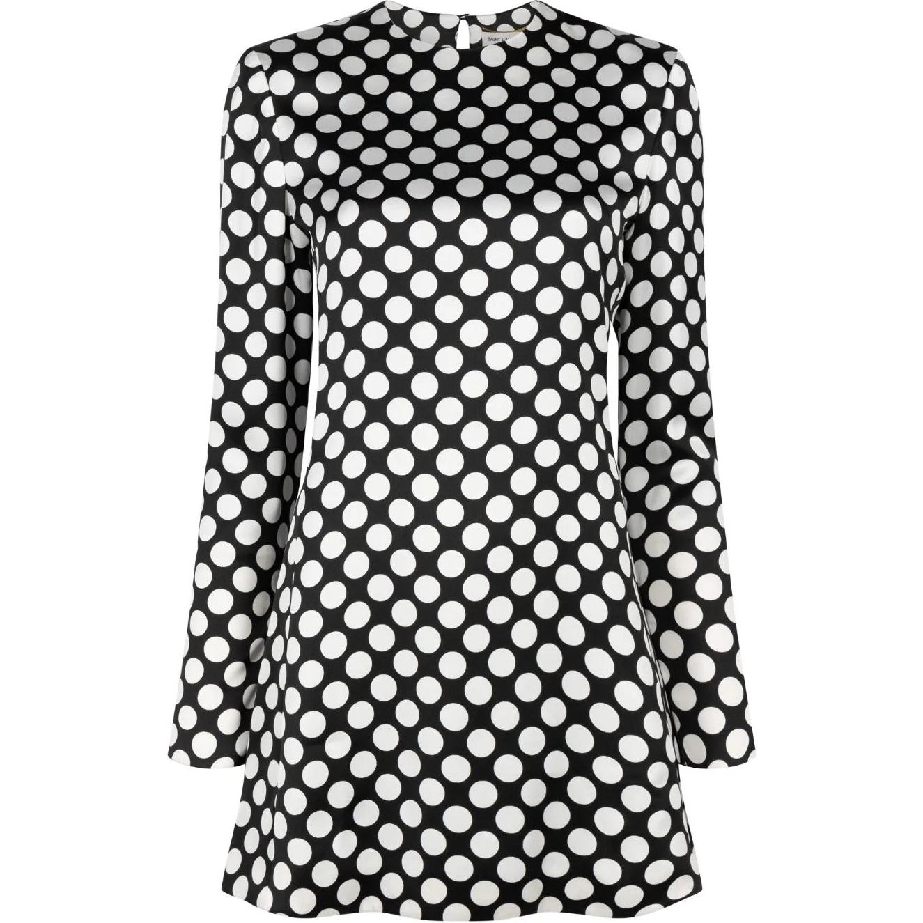 SAINT LAURENT Polka-dot Flared Minidress