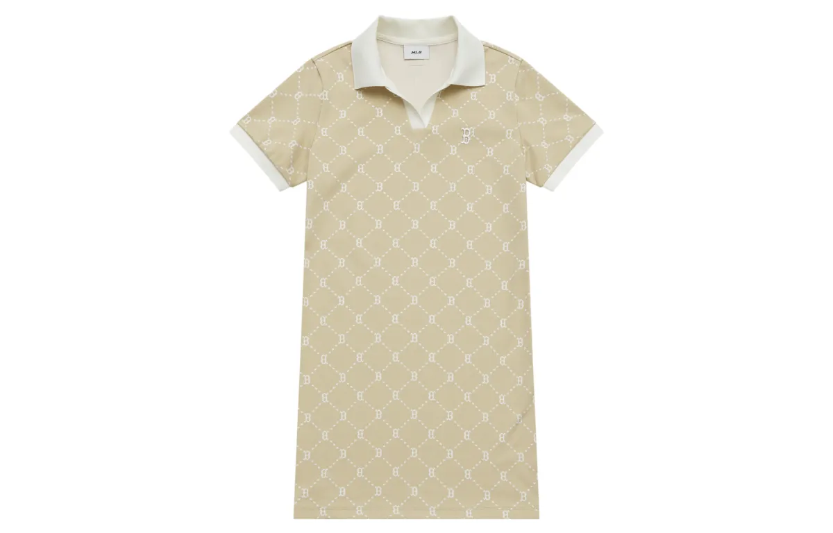 MLB MONOGRAM Collection Boston Red Sox SS25 Short Sleeved Dress Women's Light Beige
