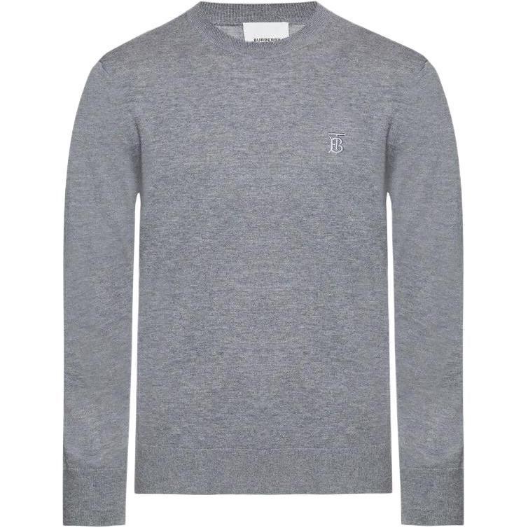 Burberry Cashmere Sweaters Men's Gray Crew Neck Moderate Other