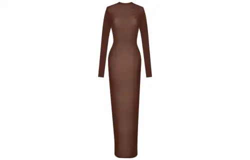 SAINT LAURENT Long Sleeved Dress Women's Chocolate