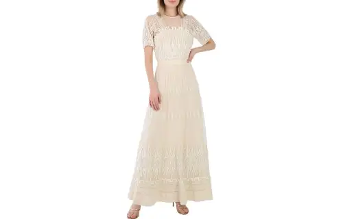 Burberry Short Sleeved Dress Women's Beige