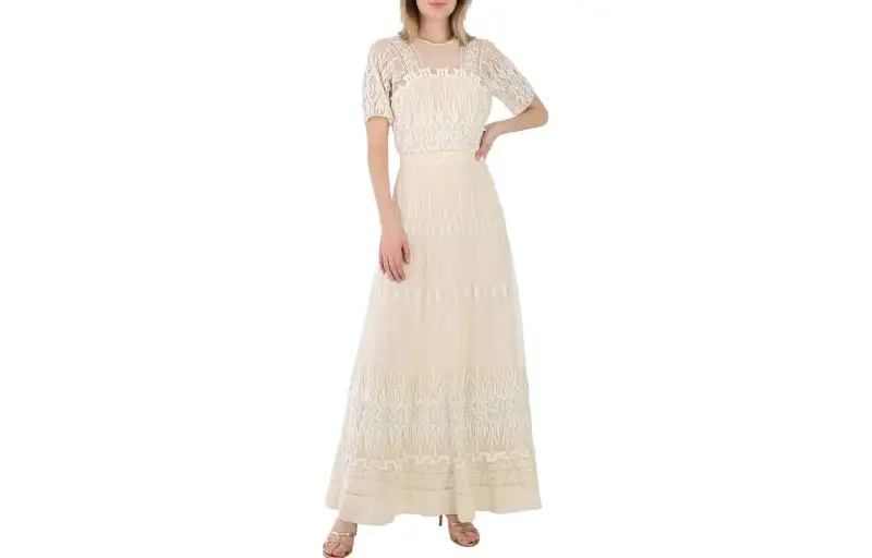Burberry Short Sleeved Dress Women's Beige