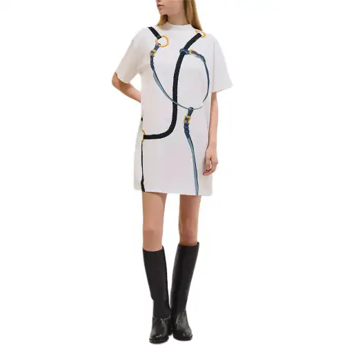 HERMES SS25 Short Sleeved Dress Women's White