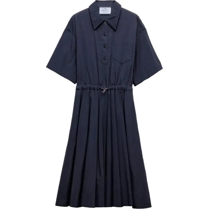 PRADA Pongé Short sleeve Midi Dress
