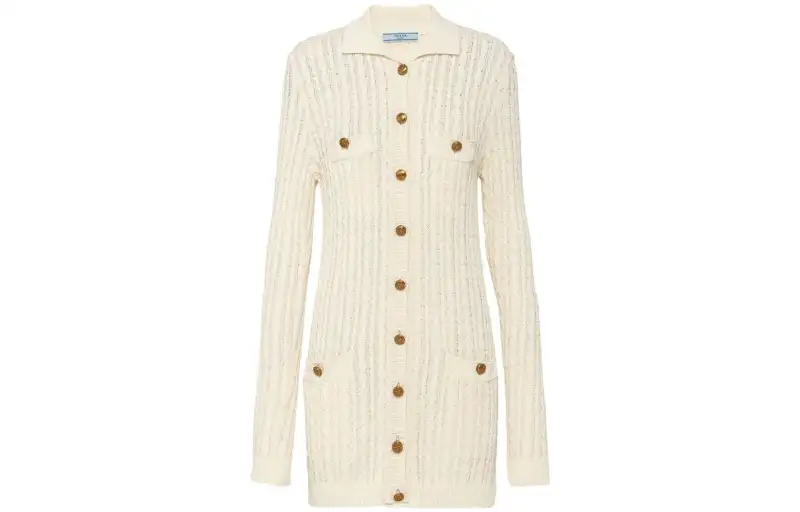 PRADA SS23 Long Sleeved Dress Women's Beige