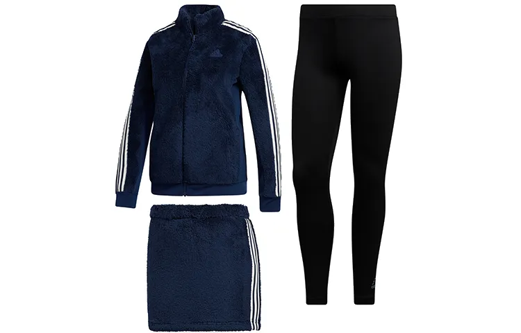 Adidas Casual Suits Women's College Navy Stand Collar Moderate Short