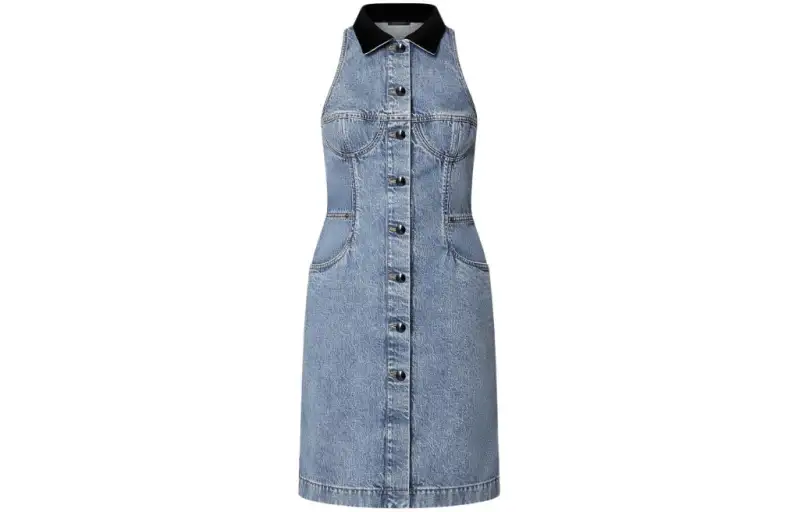 LOUIS VUITTON VeLOUIS VUITTONet Accent Denim Dress