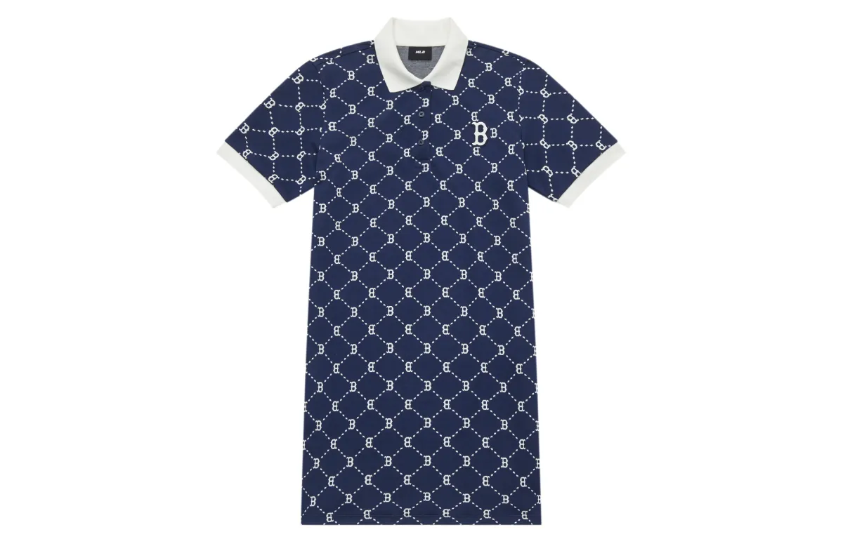 MLB MONOGRAM Short Sleeved Dress Women's Navy Blue