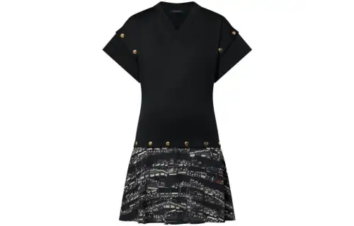 LOUIS VUITTON Short Sleeved Dress Women's Black