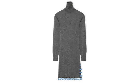 LOEWE Long Sleeved Dresses Women's Gray Turtleneck Moderate Short