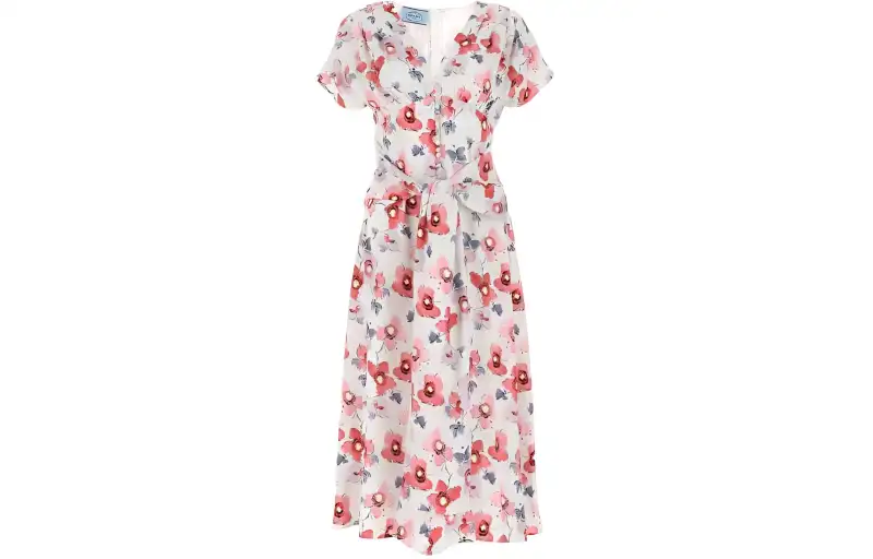 PRADA Short Sleeved Dress Women's White