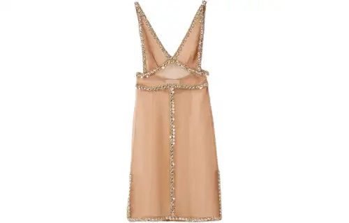 MIU MIU Embroidered Organza Dress Sleeveless Dress Women's Light Pink