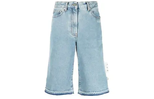 OFF WHITE SS21 Denim Shorts Women's Blue Moderate Straight Fit Pants