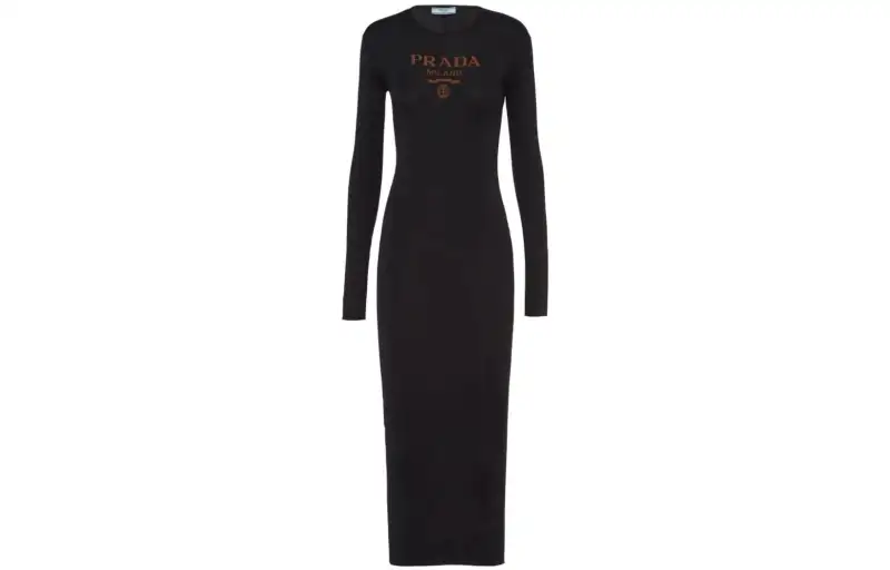 PRADA Logo-print Silk Midi Dress