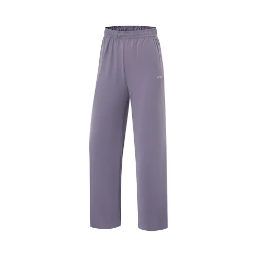Li Ning Fitness Series Knitted Sweatpants Women's Crow Gray Purple