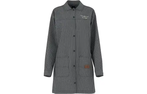 Vans Striped monogram print lapel single-breasted long-sleeve dress Indigo