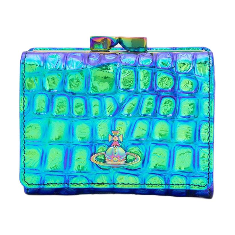 Vivienne Westwood Королева-мать Запада РАДУЮЩИЙ КРОК цвет радужный крокодил с тиснением кожаный деньги пакет женский Много -розовый