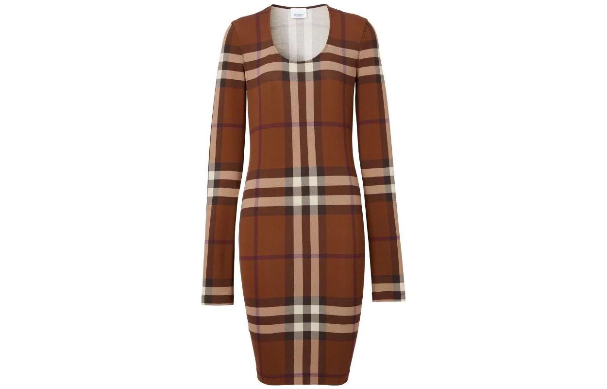 Burberry Exaggerated-Check jersey dress