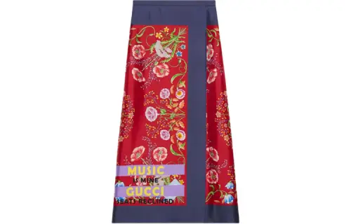 GUCCI Casual Long Skirts Women's Red Moderate Long A Line Skirt