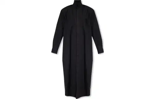 Vetements Long Sleeved Dresses Women's Black Stand Collar Moderate Long