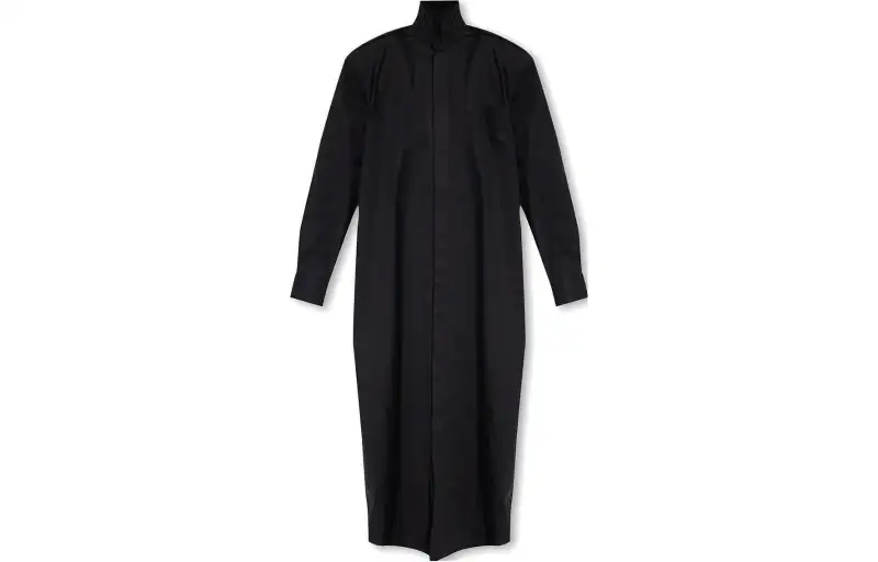 Vetements Long Sleeved Dresses Women's Black Stand Collar Moderate Long