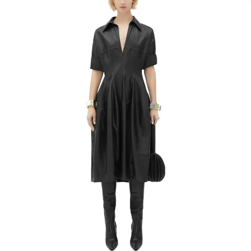 Bottega Veneta SS23 Short Sleeved Dress Women's Black