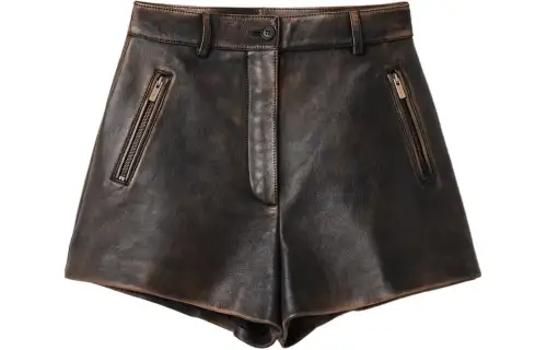 MIU MIU Shorts Aus Nappa Leder Casual Shorts Women's Brown